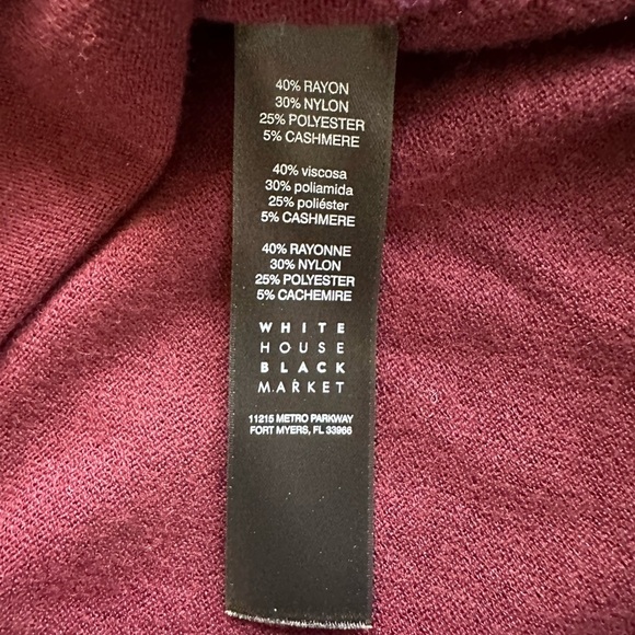 White House Black Market WHBM Maroon Cold Shoulder Light Sweater size Medium - Picture 10 of 14